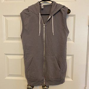 Gray Sleeveless Zippered Hoodie